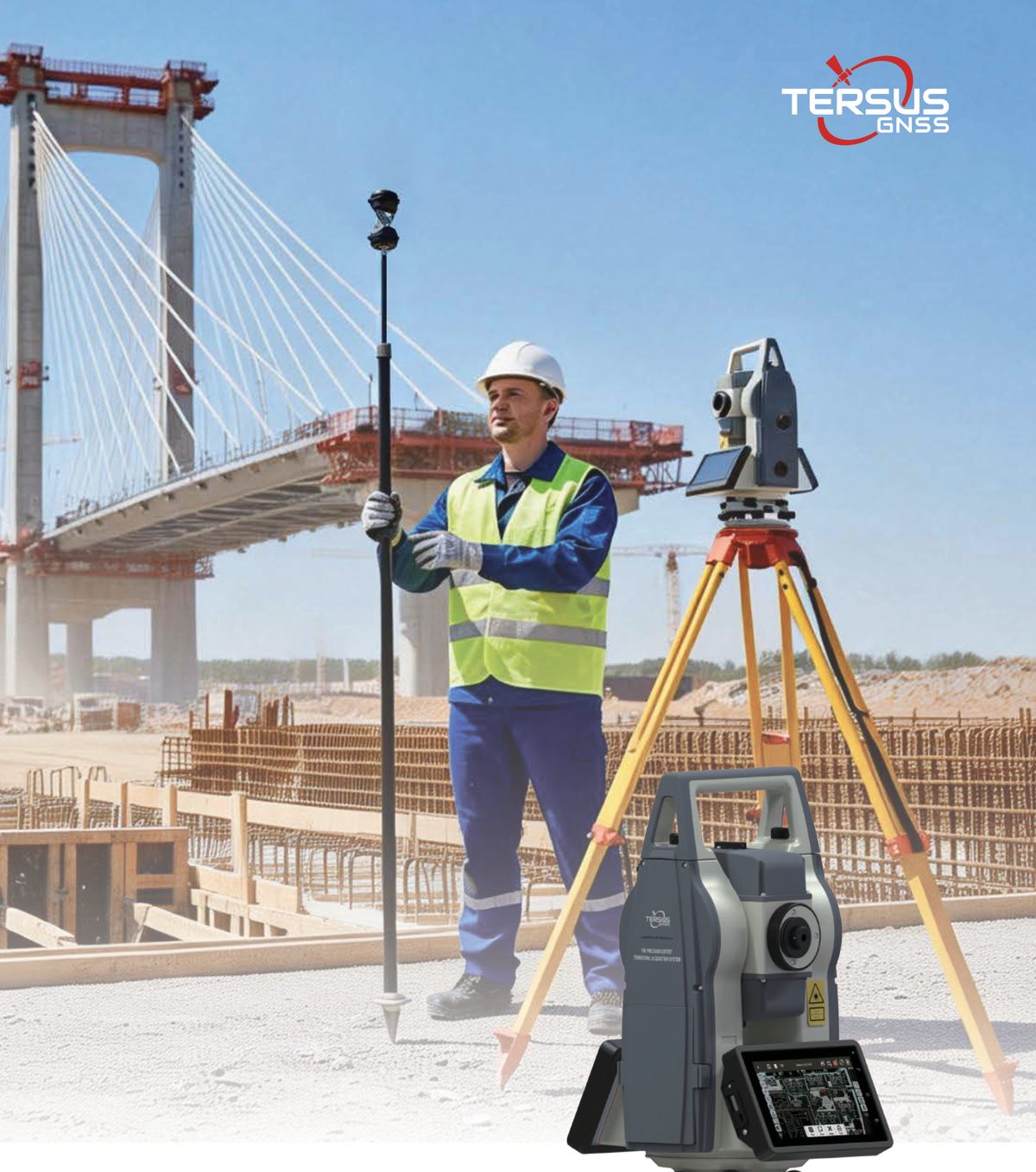 Tersus TAS-Z6 - Stație totală robotizată în lucrare pe șantier