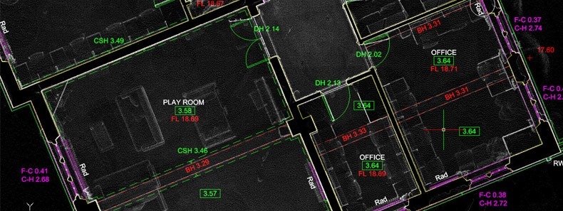 Plan 2D CAD desenat pe nor de puncte cu Undet